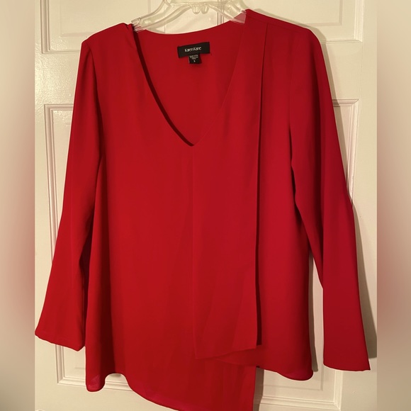Karen Kane Tops - Karen Kane - rich red 100% polyester blouse v neck long sleeve